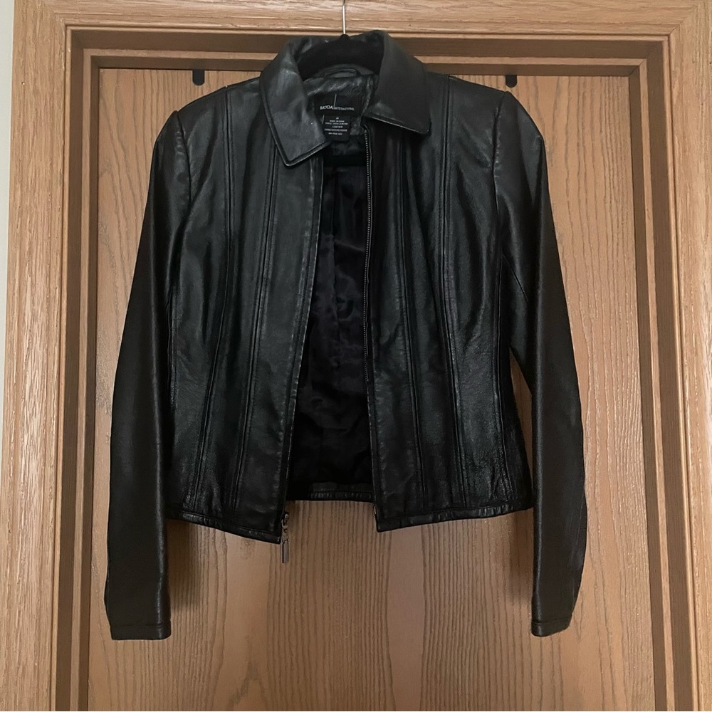 Moda International Classic Black Leather Jacket